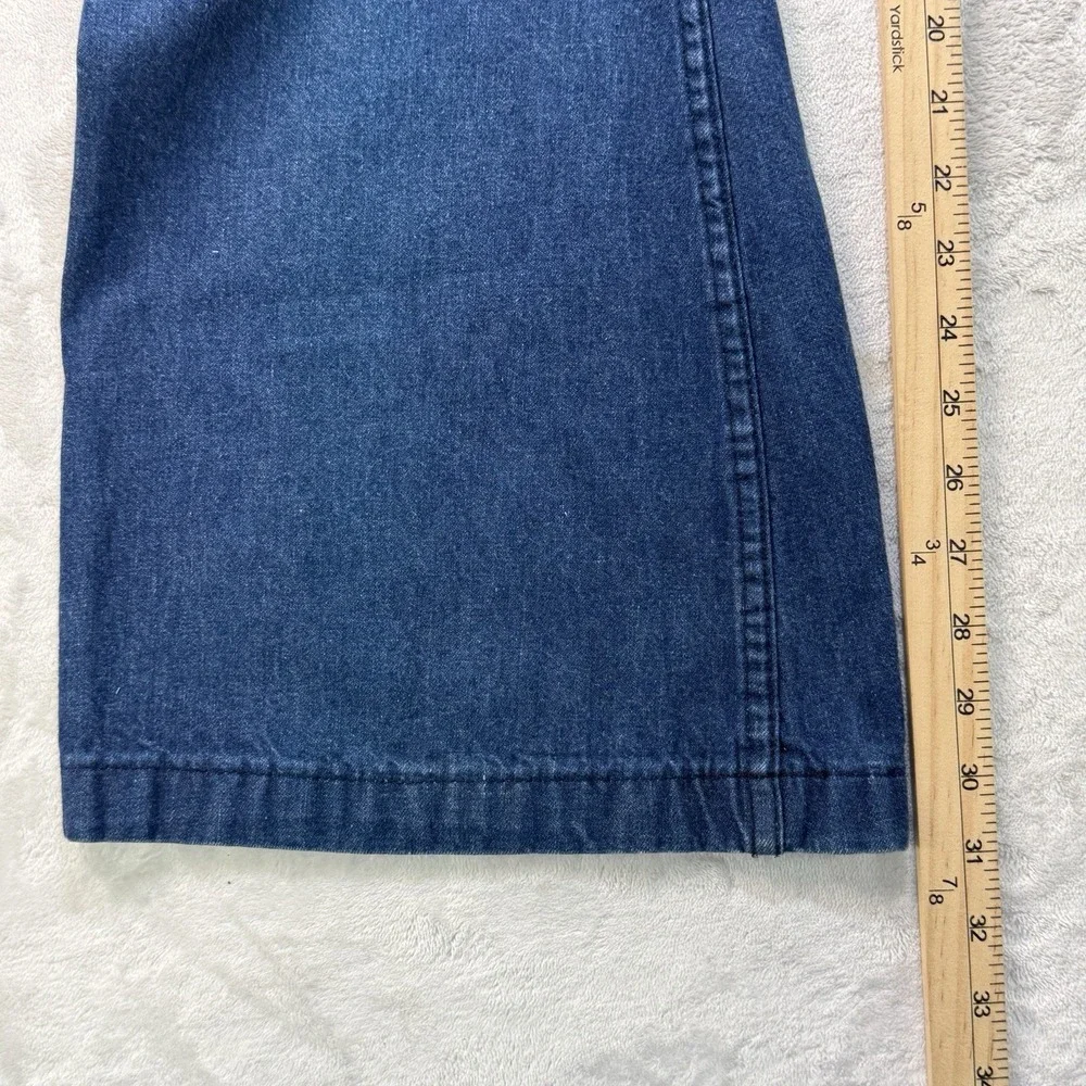 Vintage 70s Seafarer Bell Bottom Jeans 36x32 USA Made Navy Denim Sailor Talon 42